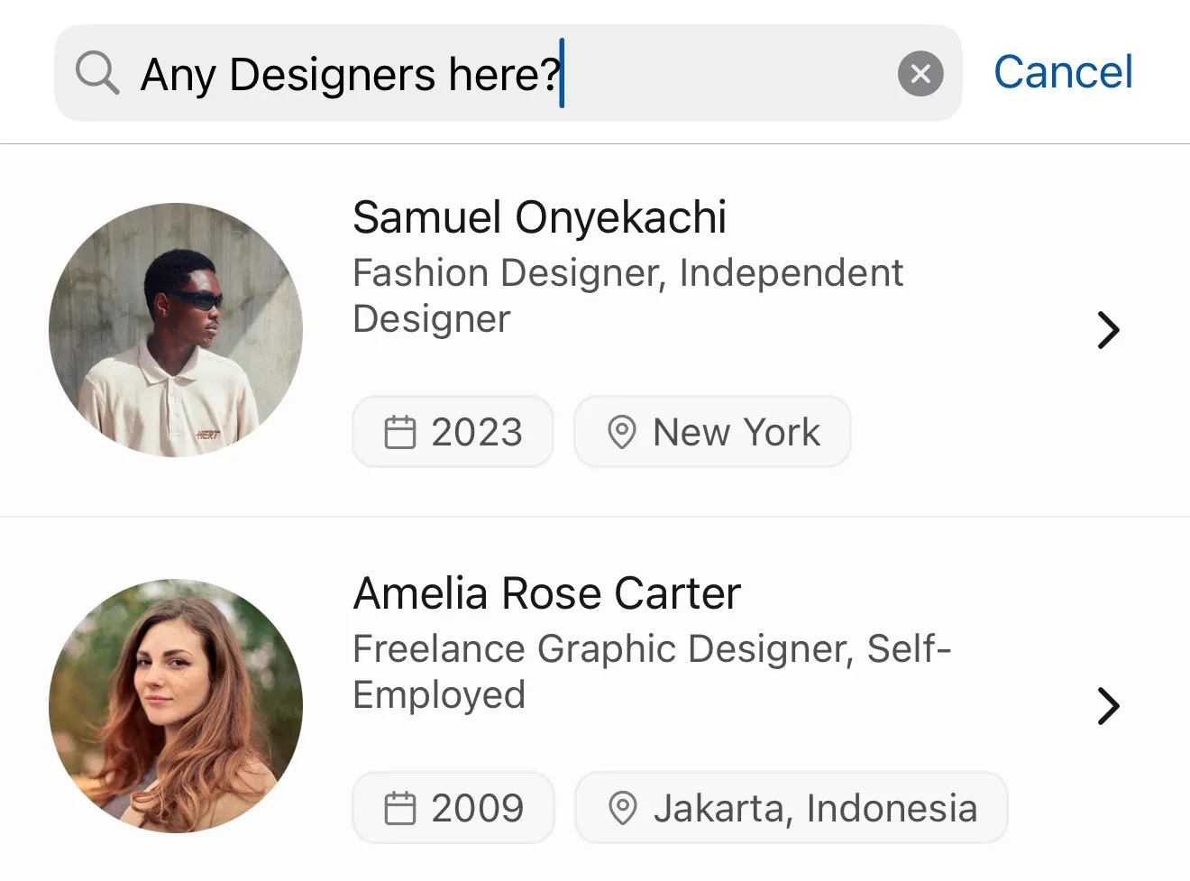 Alumni directory interface showing natural connections